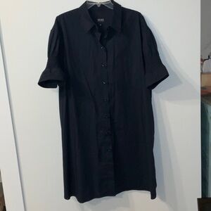 Bigio Collection Ruffle Sleeve Shift Navy Babydoll  Button front Dress Ss 12